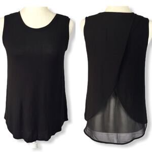Kenneth Cole black sleeveless top, ladies chiffon crossover back dressy tee